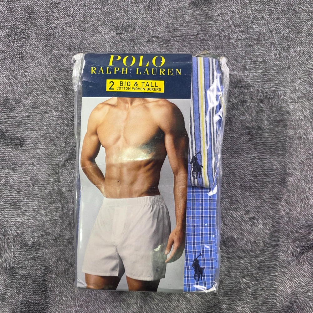 Polo Ralph Lauren Boxer Shorts 2 Pack Mens 52 Blue Plaid and Striped